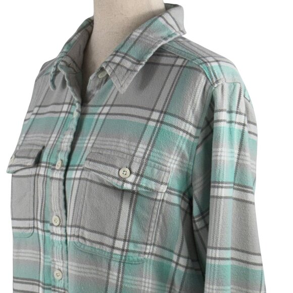 Like new PATAGONIA Fjord Organic Cotton Plaid Flannel Shirt in Mint & Gr… - Picture 10 of 11